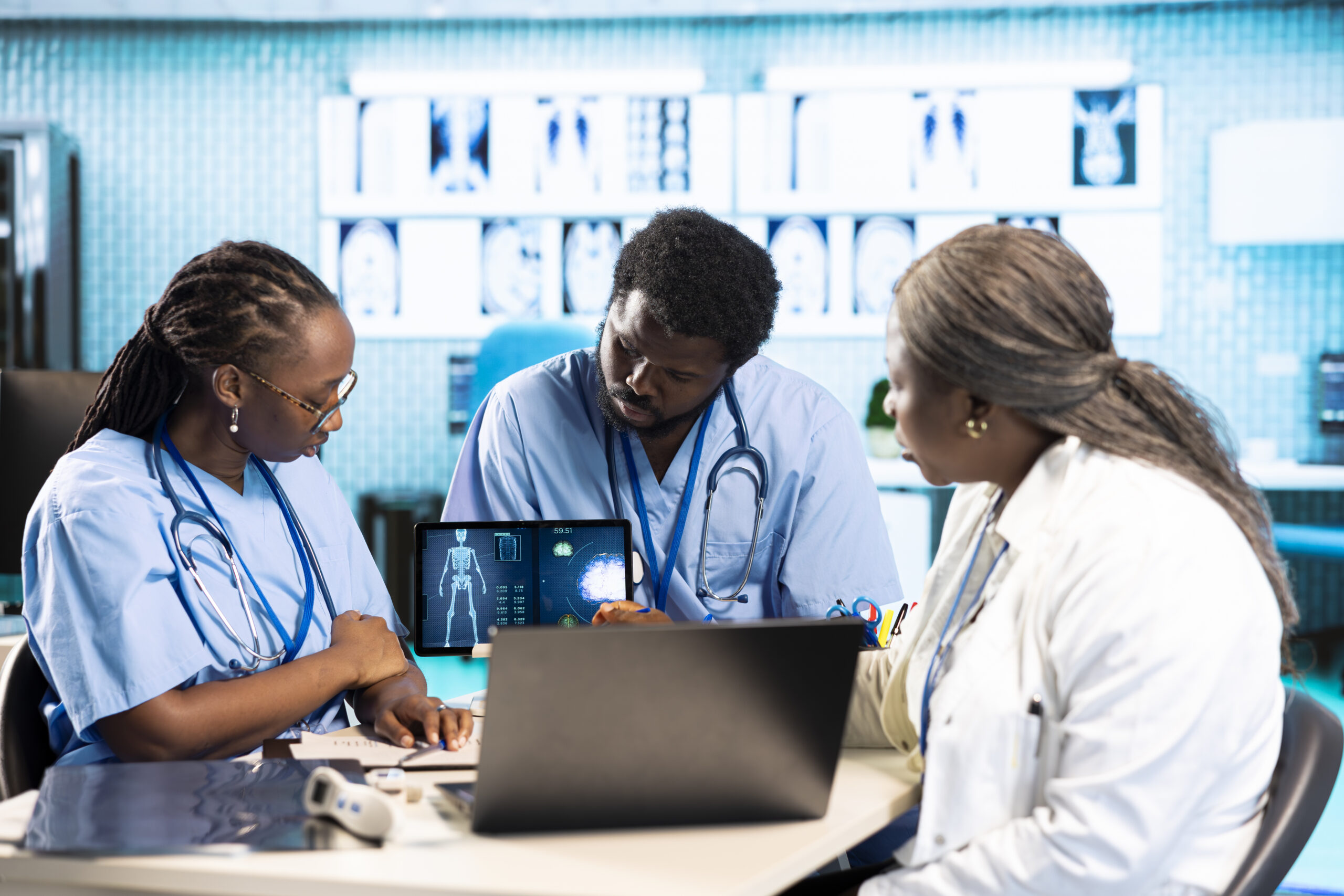 Medical staff discussing diagnostic results