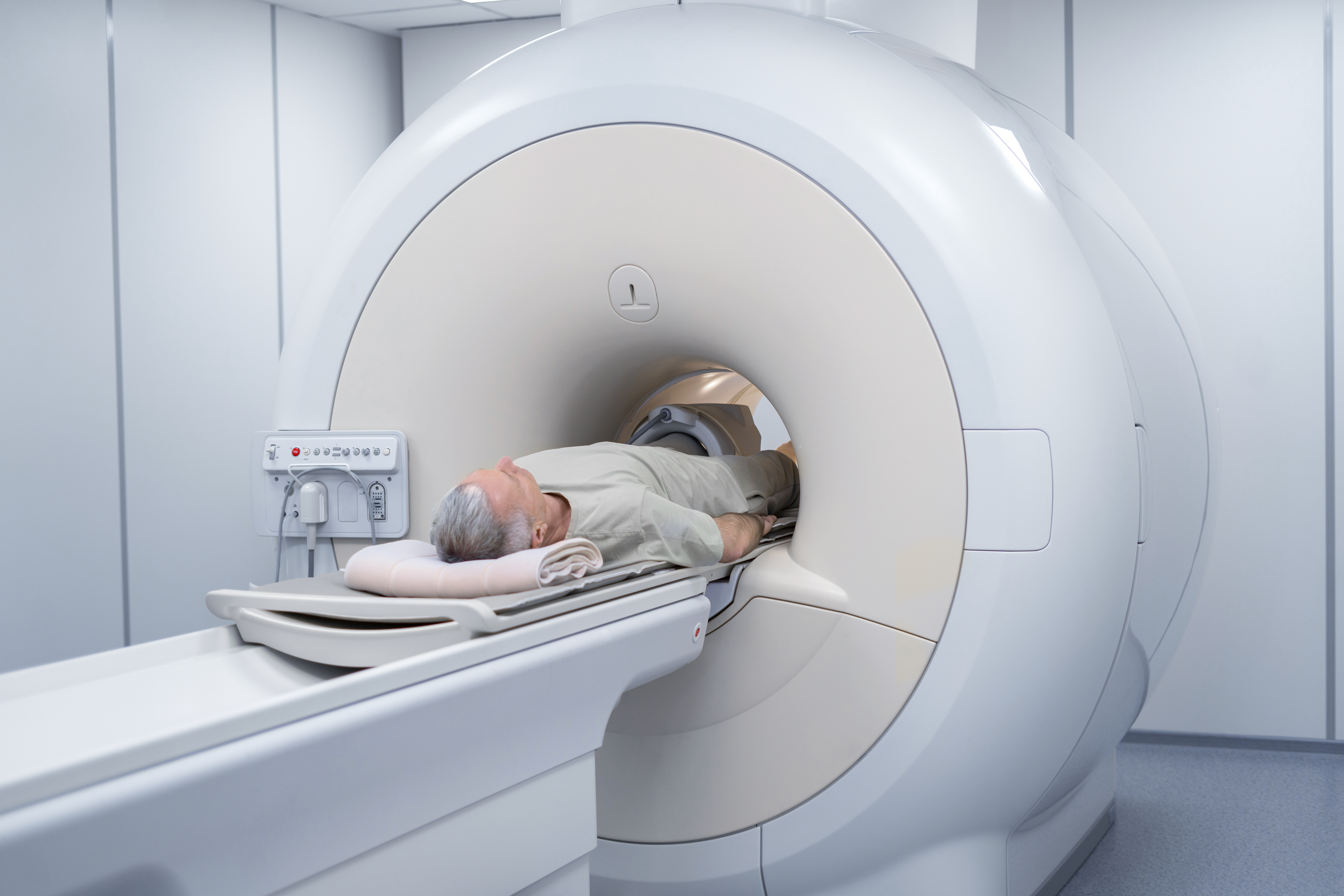 Patient getting ready for a CT scan